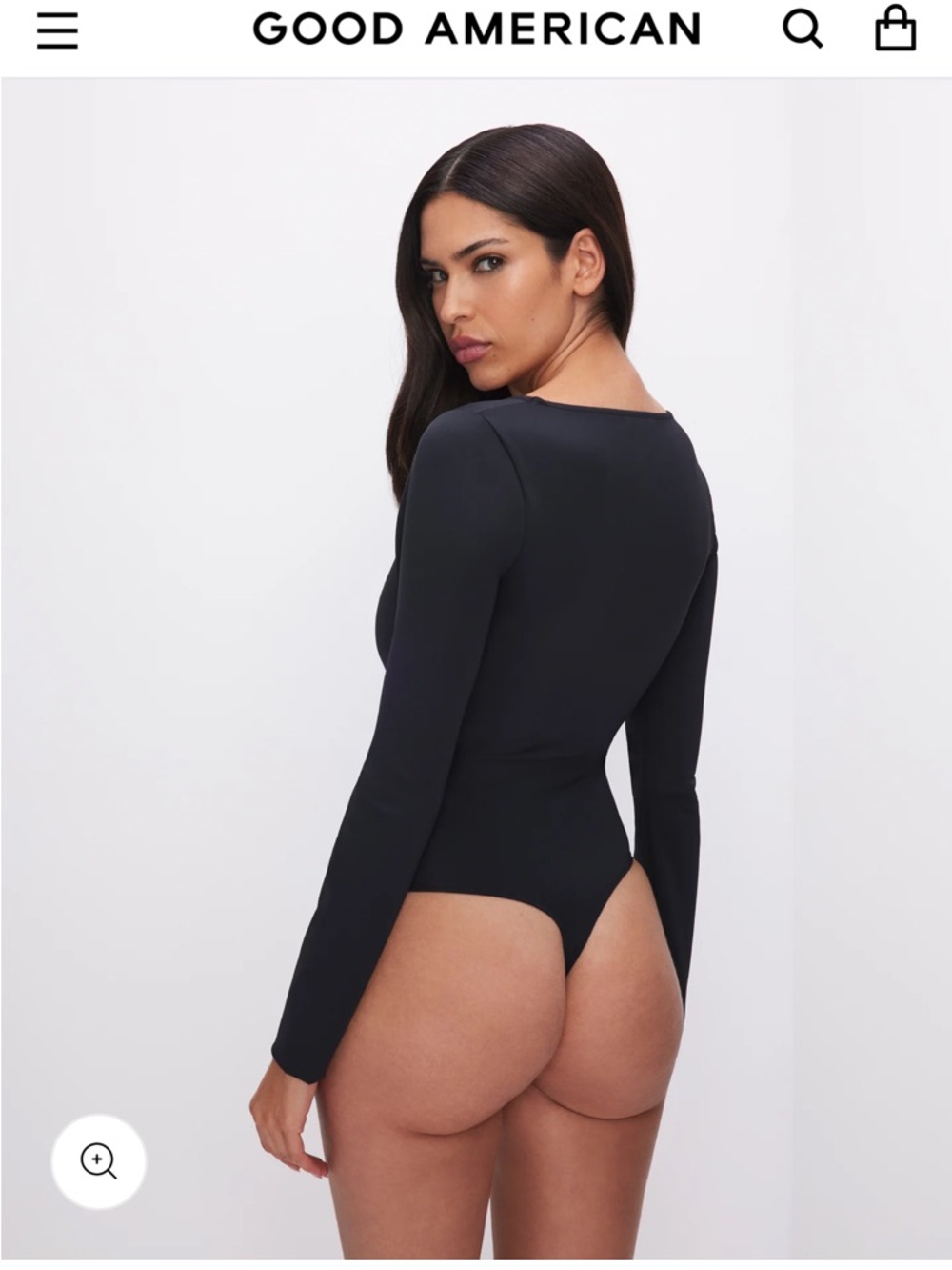 Good American Sculpting Scoop Neck Long-Sleeve Black Bodysuit - Picture 2 of 7
